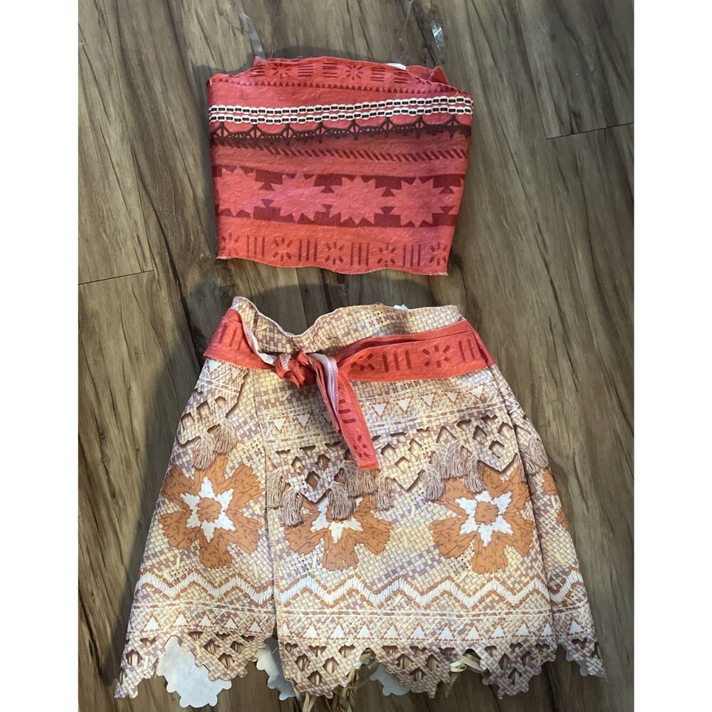 Disney MOANA Costume SZ 4 - 6 Hawaiian Dress Up Skirt Top 2PC